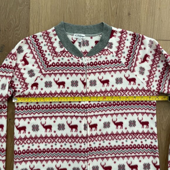 P.J. Salvage Pajamas Women Medium Onesie Moose Red White Gray Fleece One Piece - Picture 11 of 15